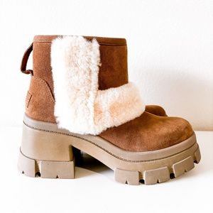 Ugg Brooklyn Sunburst Chestnut Chunky Heel Boots Size 8